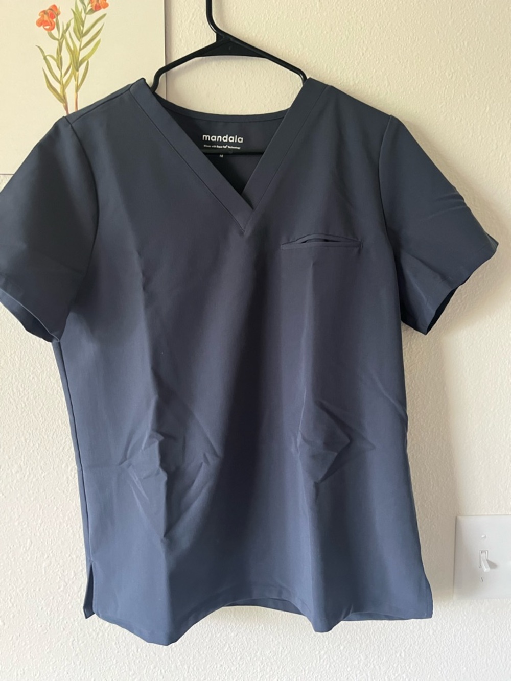Mandala Women's One Pocket Scrub Top in Steel
